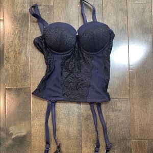 Blush Black Lace Bustier with Garters